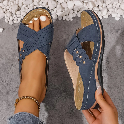 Orthopädische Damen-Sandalen mit Keilabsatz