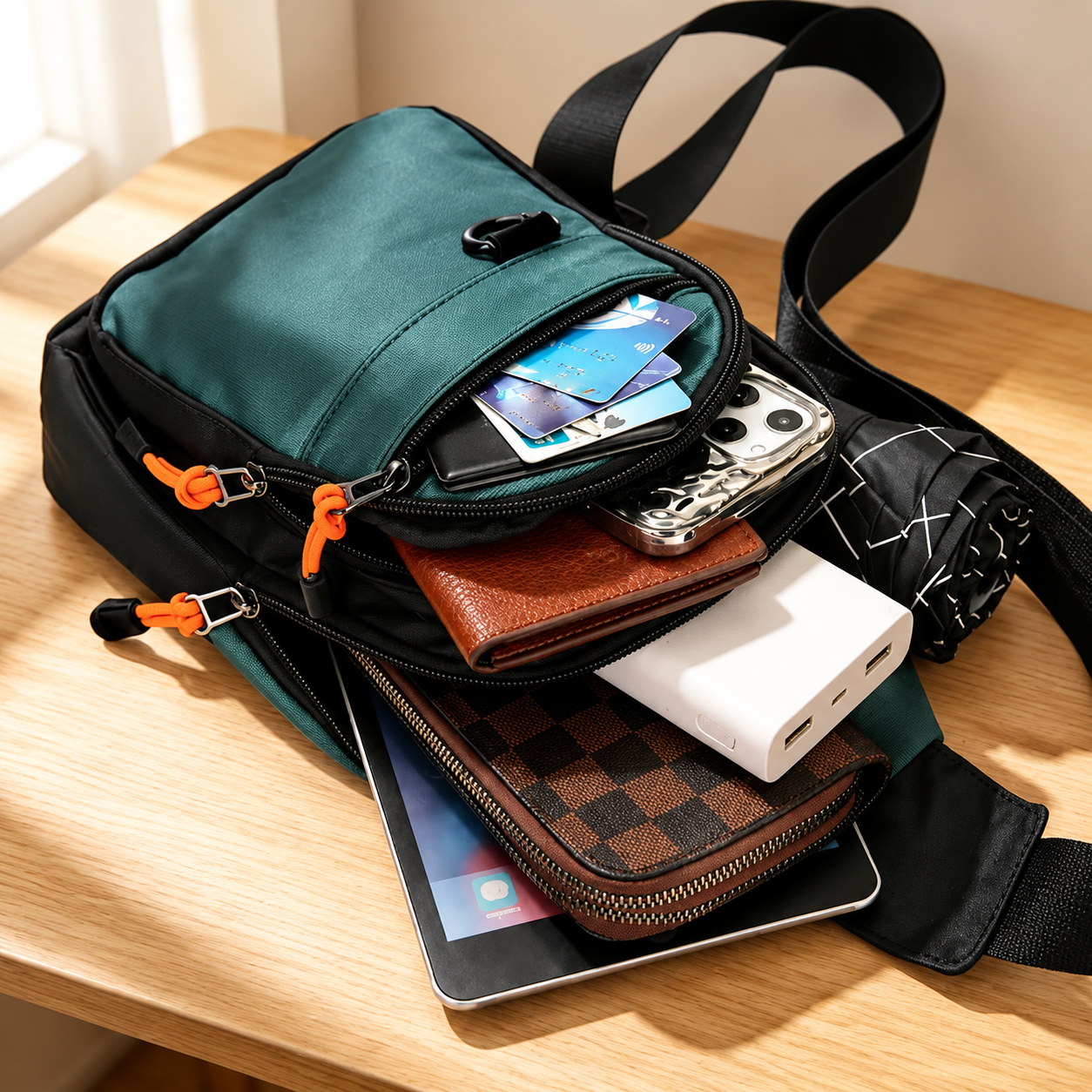 Kompakt-Schultertasche mit Diebstahlsicherung