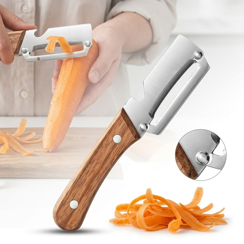 Éplucheur de Cuisine Antidérapant en Bois