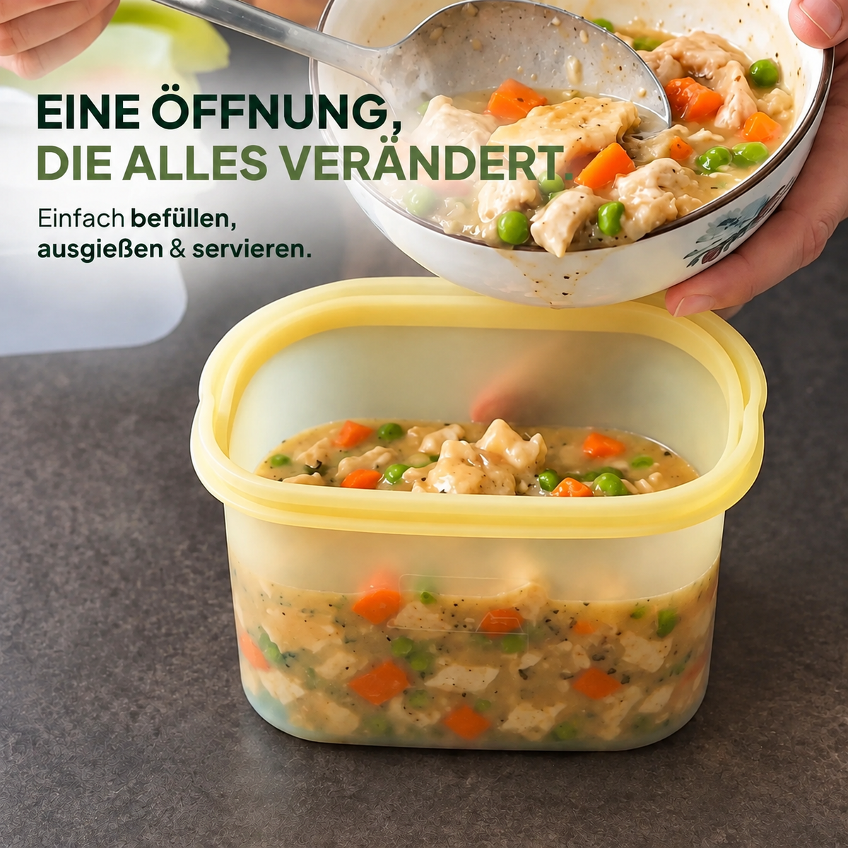 Wiederverwendbarer Silikonbehälter für Lebensmittel