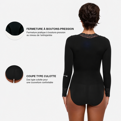 Figurformender Body aus Spitze mit V-Ausschnitt