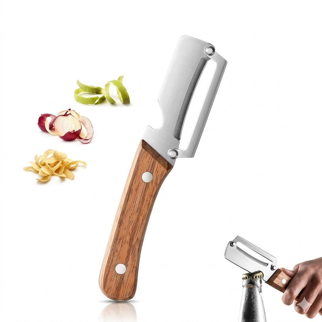 Éplucheur de Cuisine Antidérapant en Bois