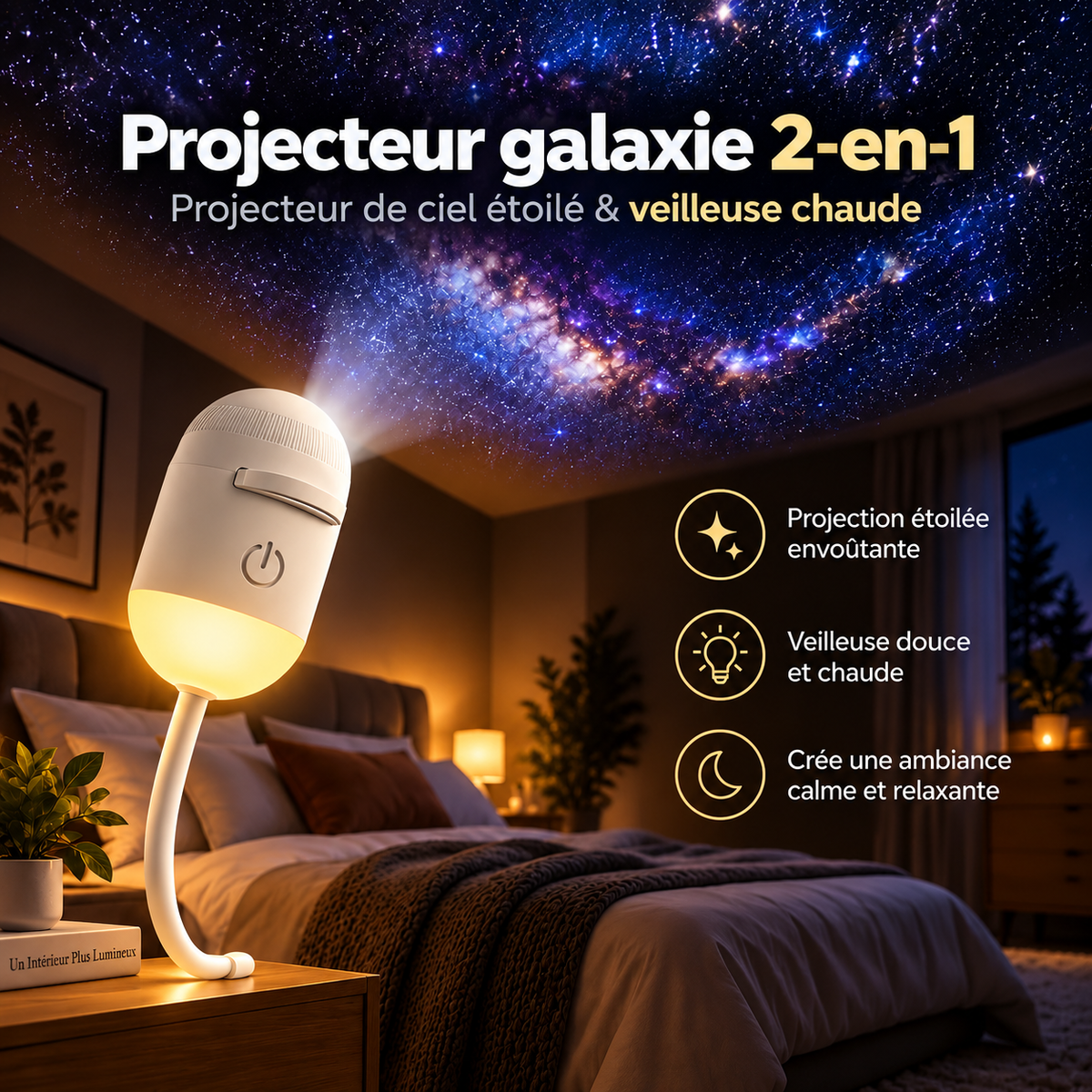 LED-Galaxie-Scheinwerfer mit sanftem Nachtlicht
