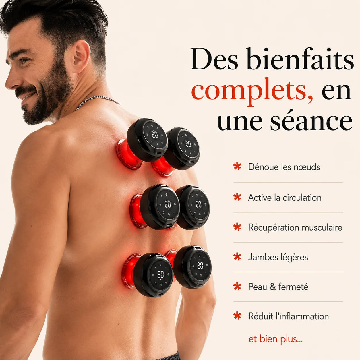 Ventouse de Massage Multifonction avec Lumière Rouge