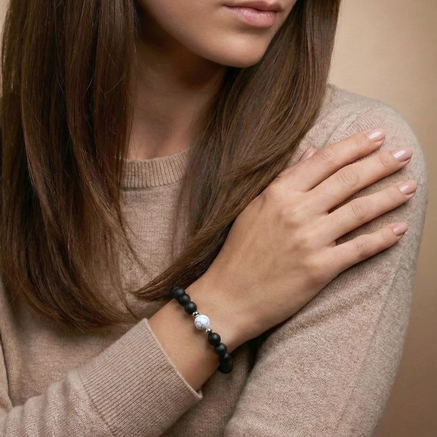 Bracelets Harmonie Howlite & Onyx