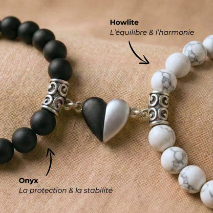 Bracelets Harmonie Howlite & Onyx