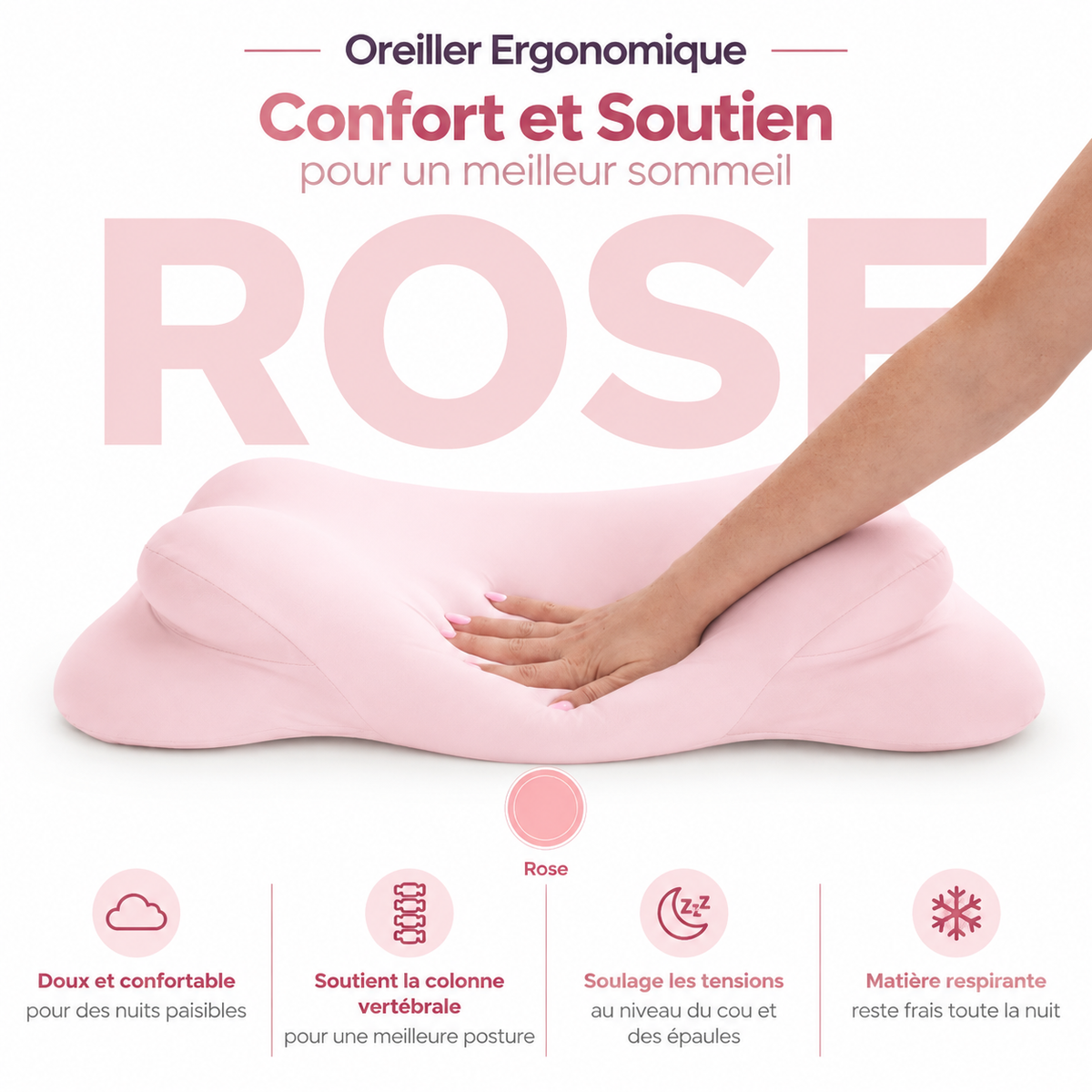 Oreiller Ergonomique à Zones de Soutien