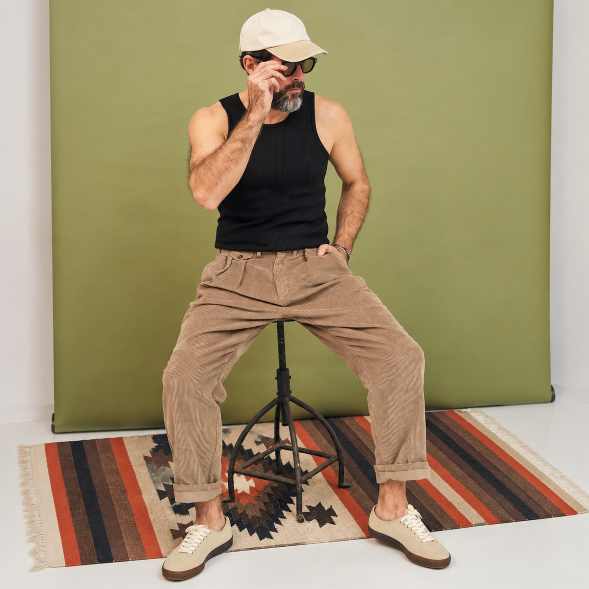 Herrenhose aus geripptem Samt