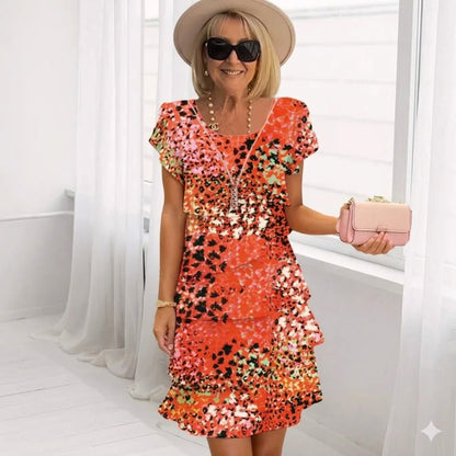 Robe fluide à volants imprimée