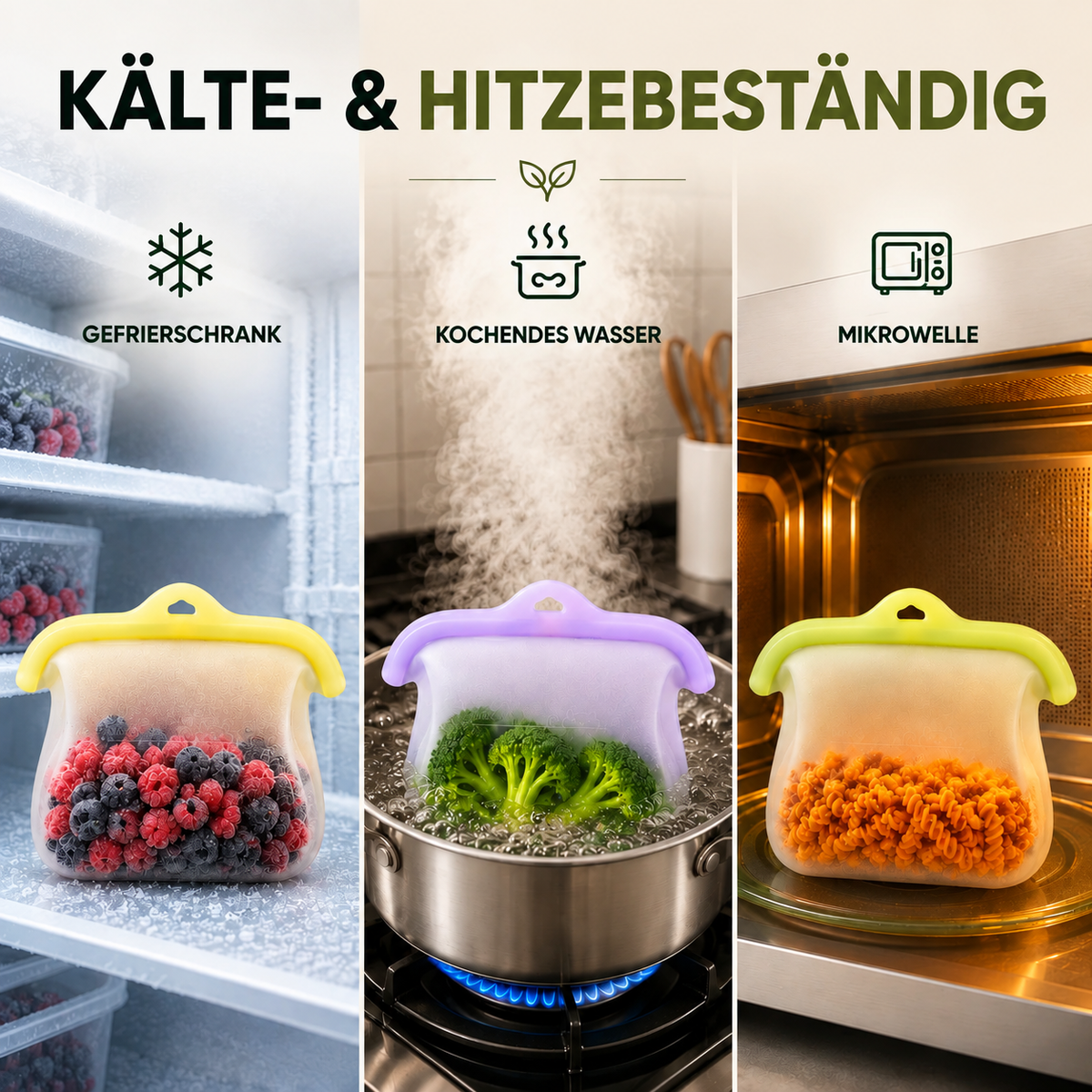 Wiederverwendbarer Silikonbehälter für Lebensmittel