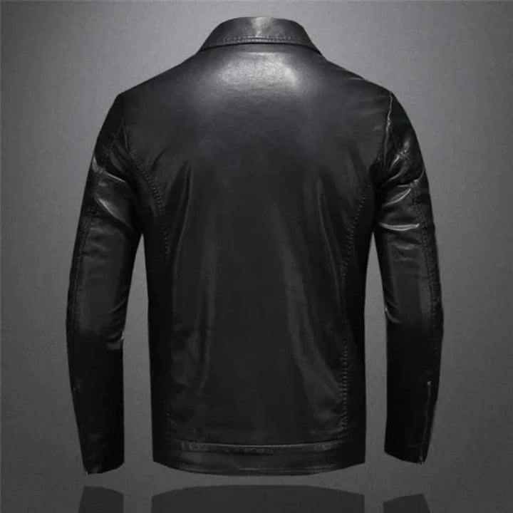 Veste en cuir noir homme