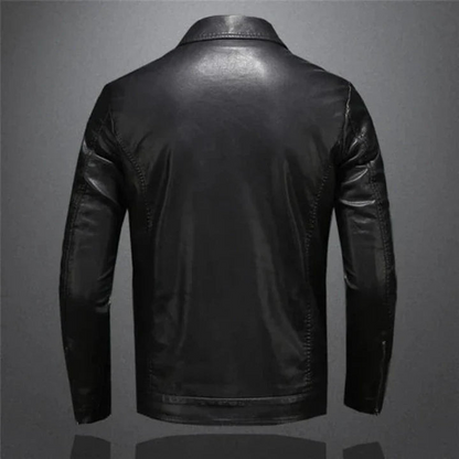 Veste en cuir noir homme