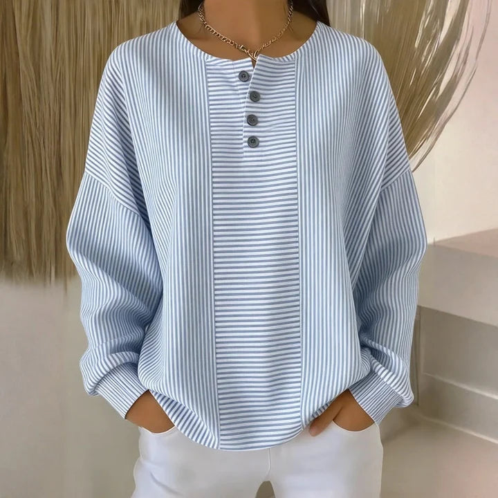 Sweat-Shirt Rayé Femme Ample et Confortable