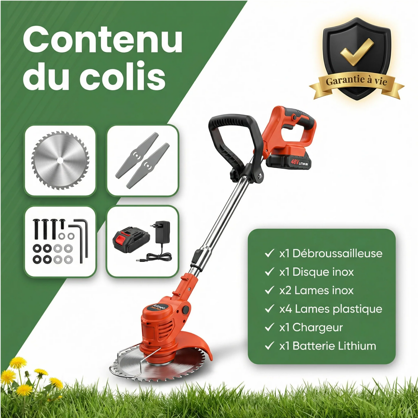 Débroussailleuse sans fil puissante pour jardin
