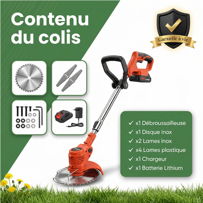 Débroussailleuse sans fil puissante pour jardin