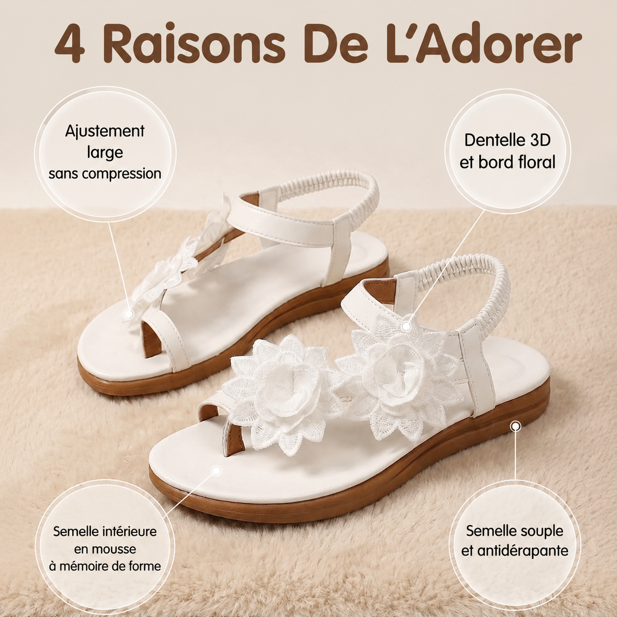 Bequeme Sandalen mit Blumenmuster für Damen