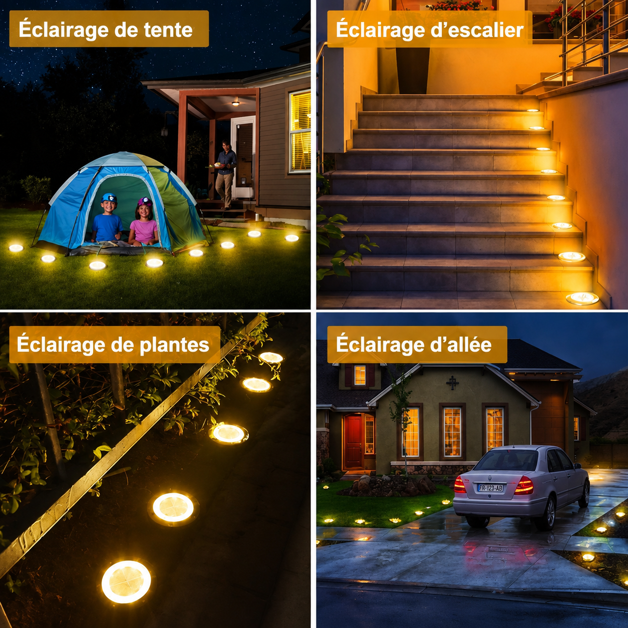Lampe solaire extérieure LED en acier