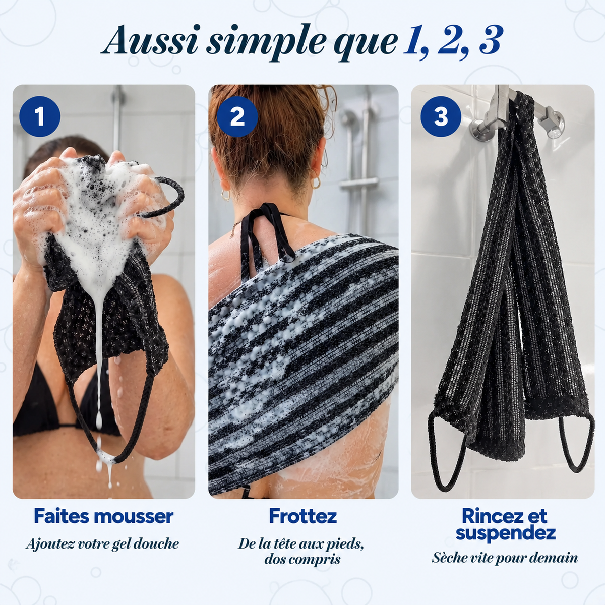Serviette exfoliante corps longue
