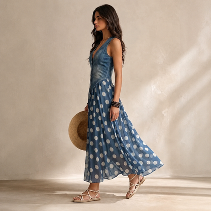 Fließendes Kleid mit Punkten für Damen