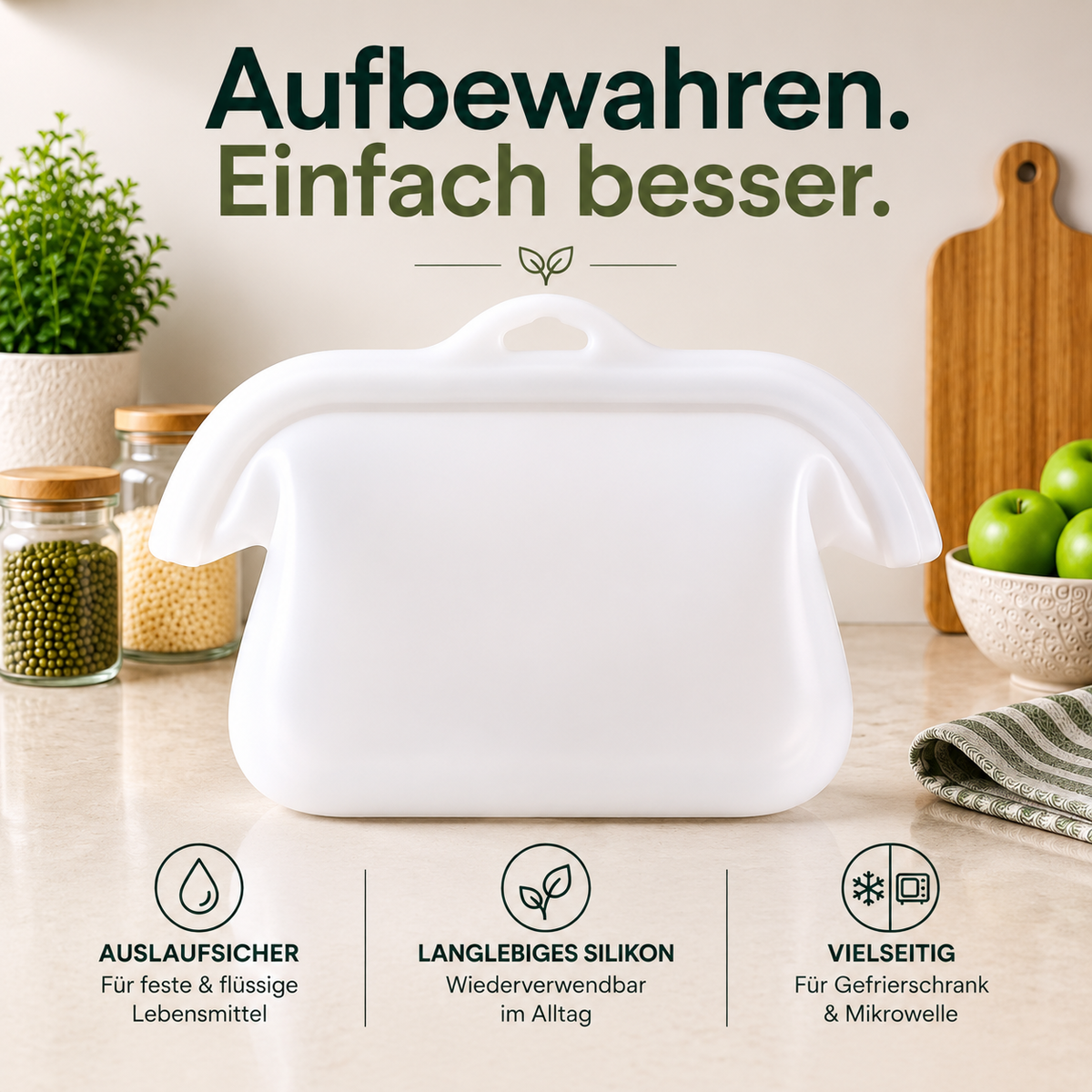 Wiederverwendbarer Silikonbehälter für Lebensmittel