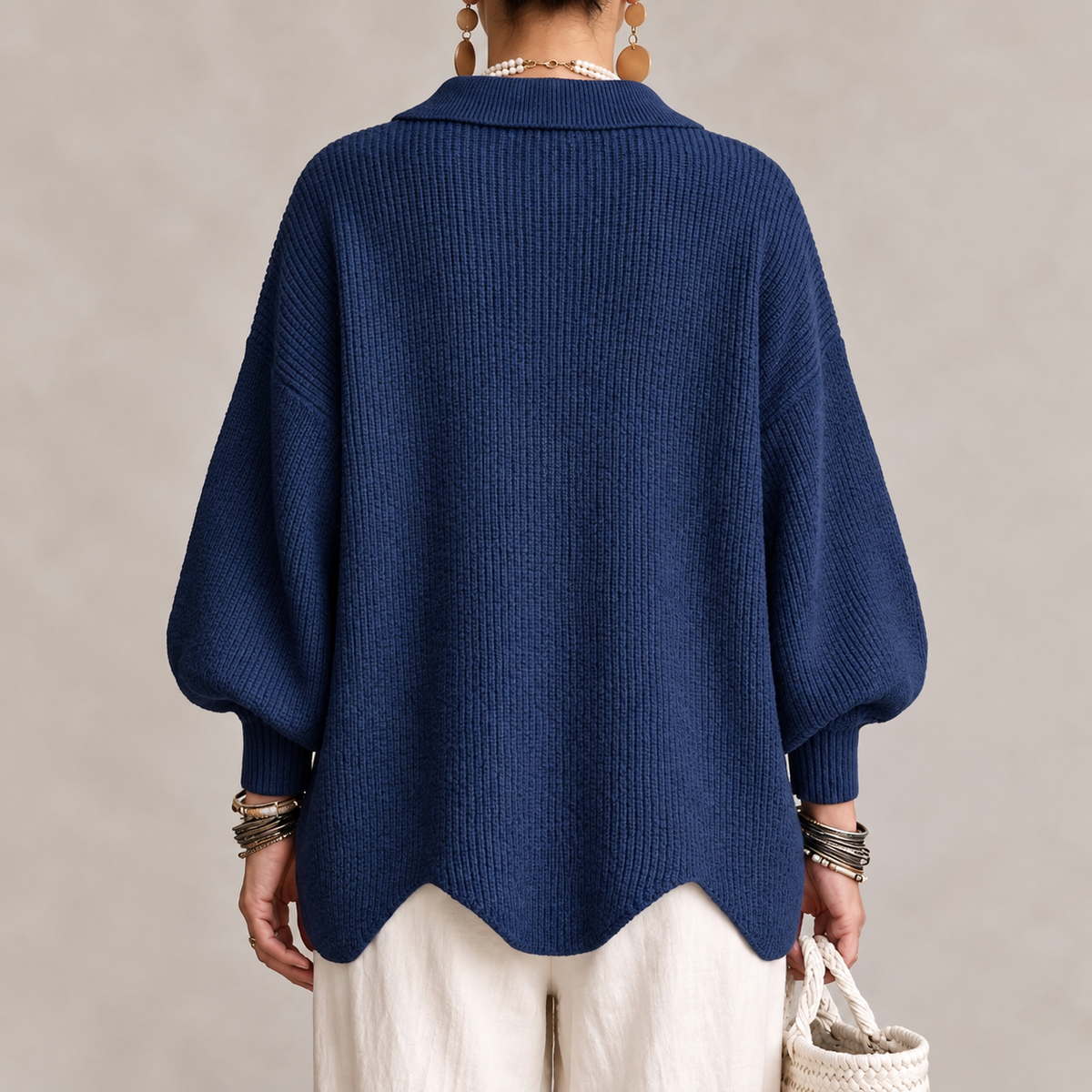 Cardigan Oversize Femme à Boutons Dorés
