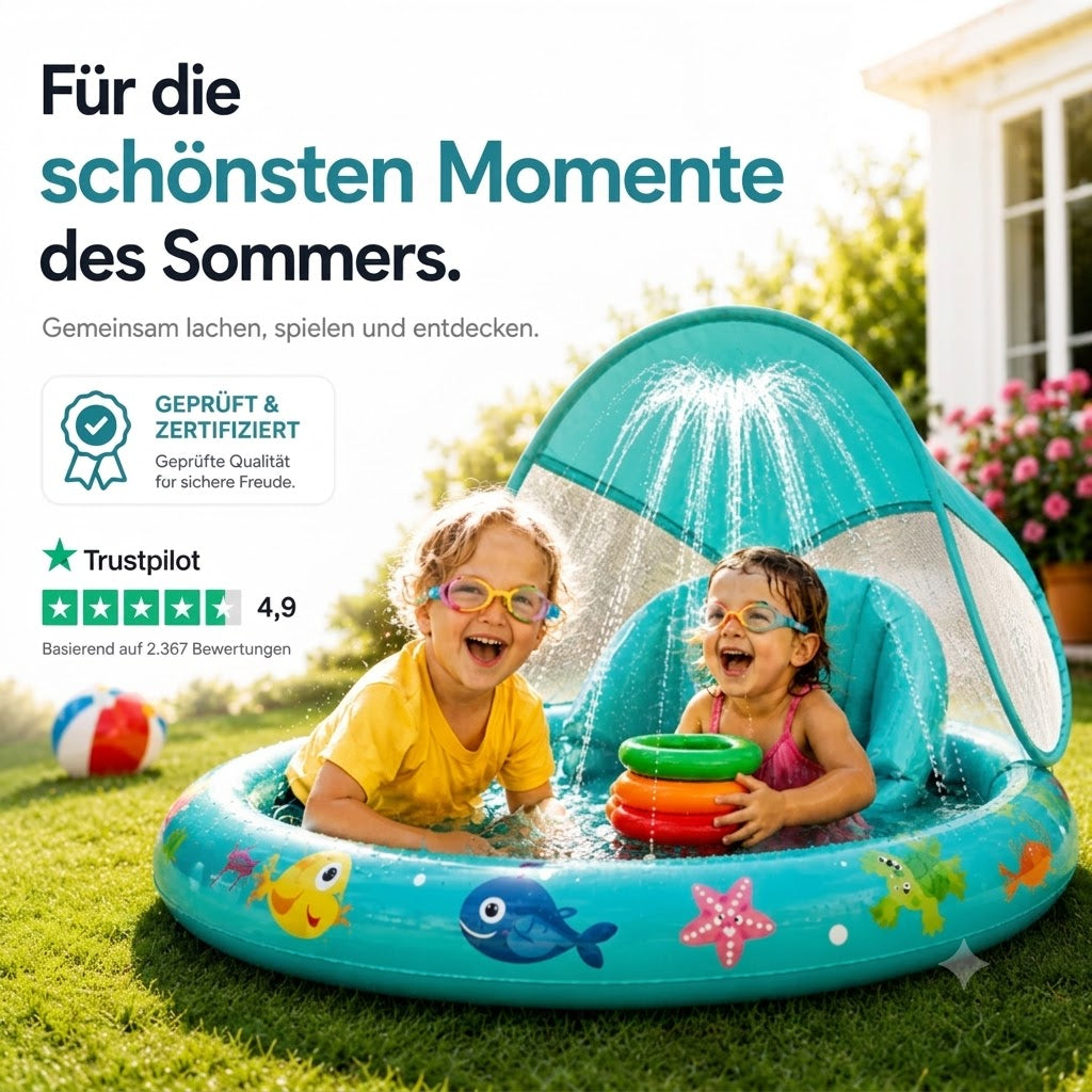 Aufblasbares Kinderplanschbecken mit Wasserstrahlen