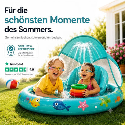 Aufblasbares Kinderplanschbecken mit Wasserstrahlen