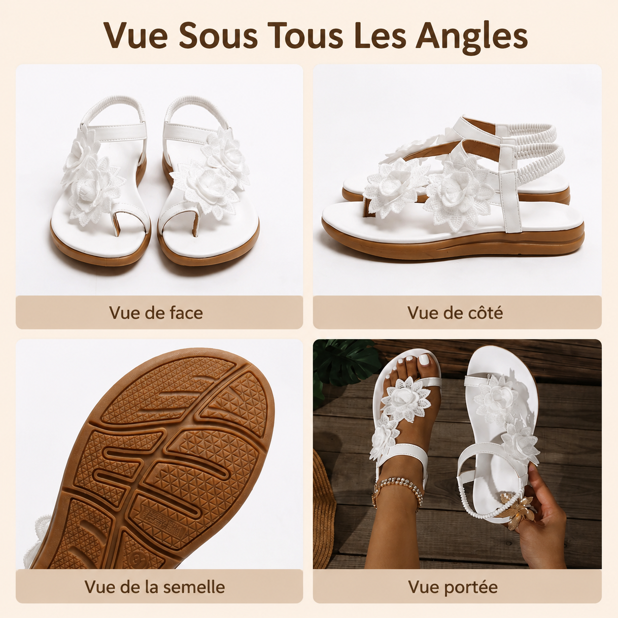 Bequeme Sandalen mit Blumenmuster für Damen