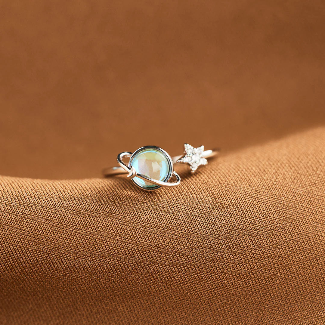 Bague Lune et Étoile Rotative