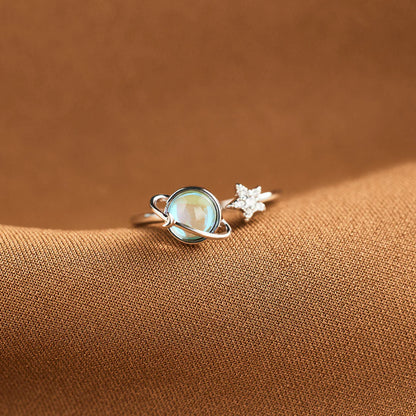 Bague Lune et Étoile Rotative