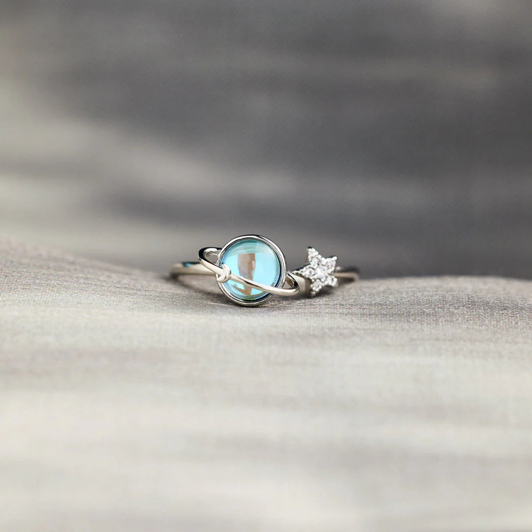 Bague Lune et Étoile Rotative
