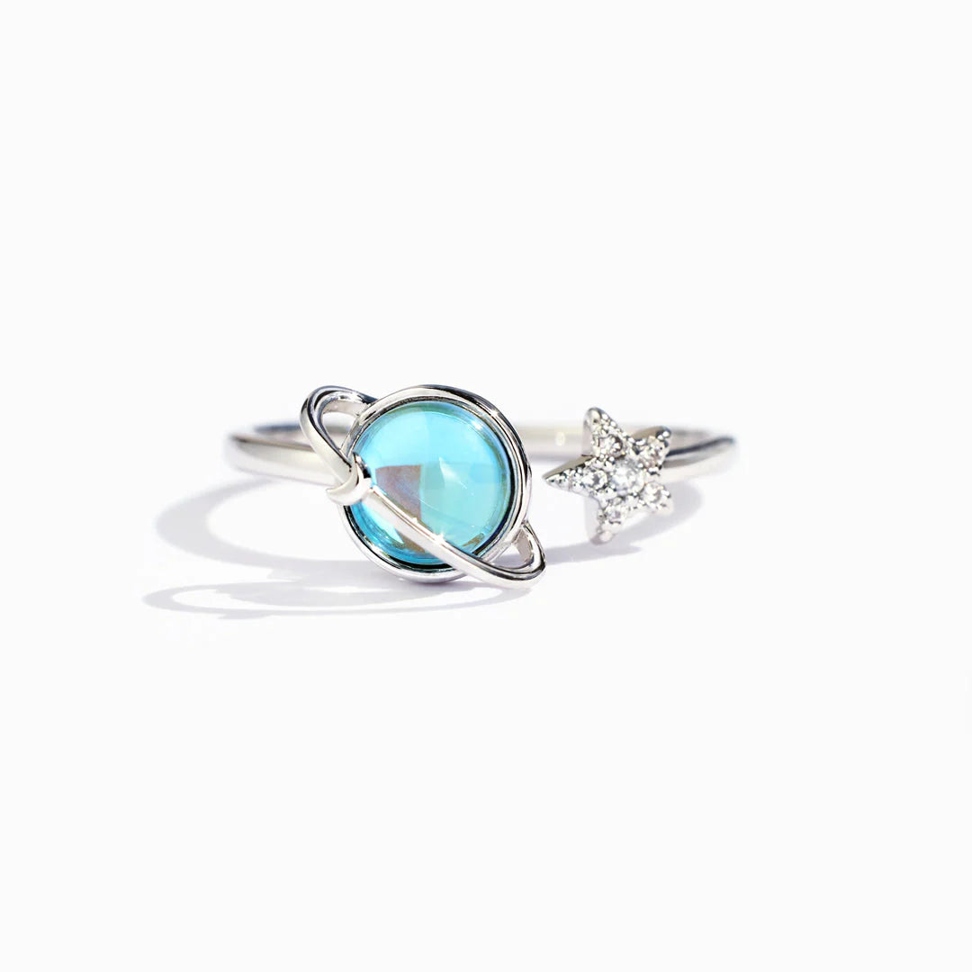 Bague Lune et Étoile Rotative