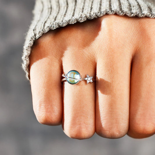 Bague Lune et Étoile Rotative