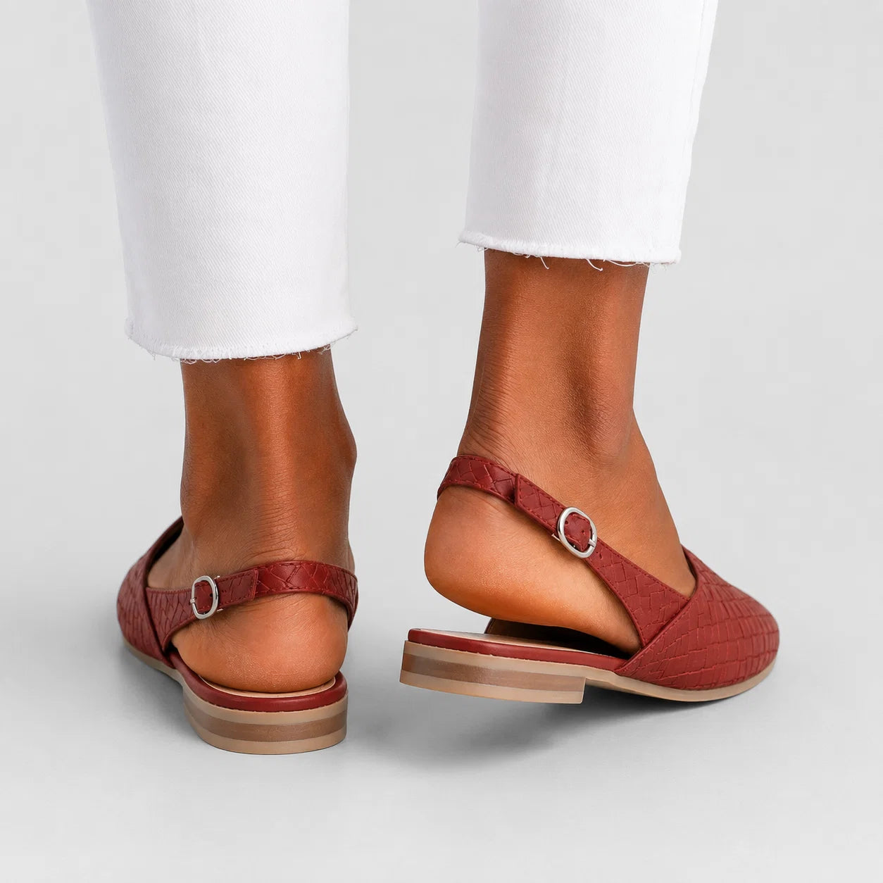 Mocassins tressés femme à bride arrière