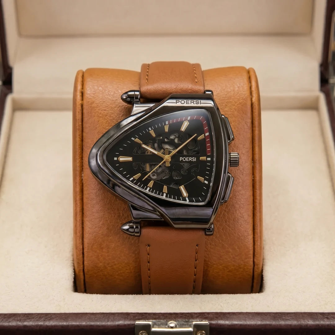 Elegante Herrenuhr mit Lederarmband