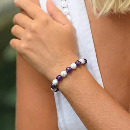 Bracelet améthyste et howlite bien-être anti-stress naturel
