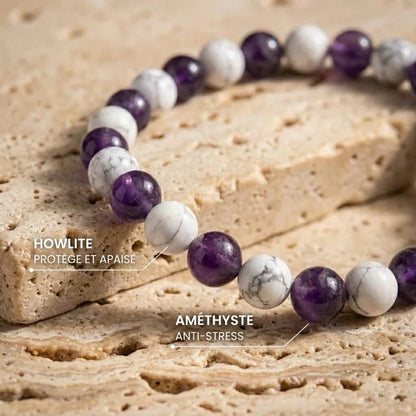 Bracelet améthyste et howlite bien-être anti-stress naturel