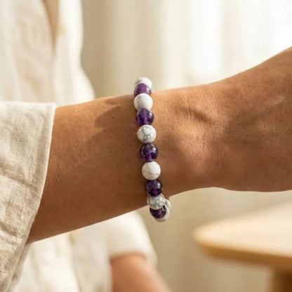 Bracelet améthyste et howlite bien-être anti-stress naturel