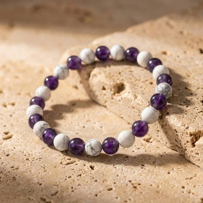 Bracelet améthyste et howlite bien-être anti-stress naturel
