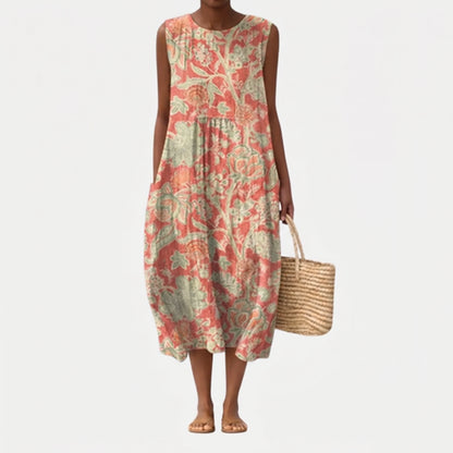 Fließendes Midi-Kleid mit Blumenmuster für Damen