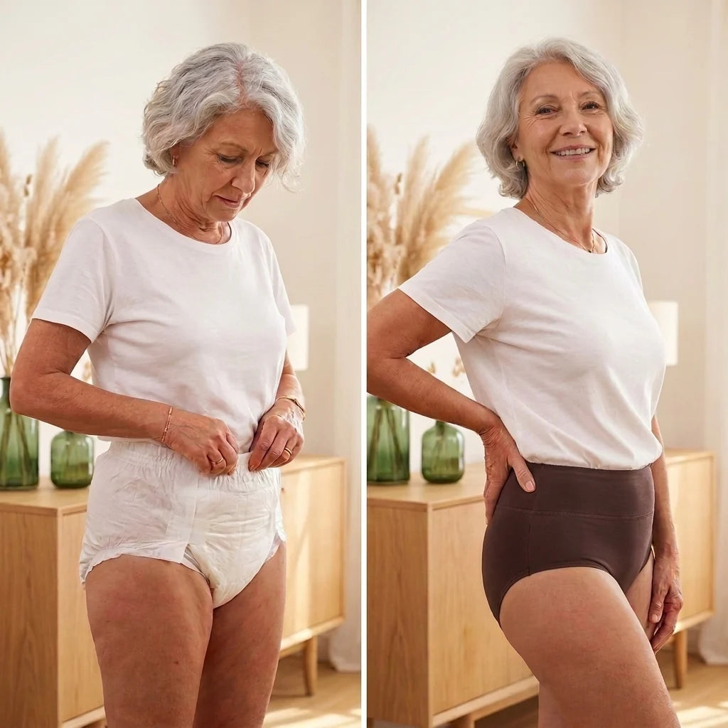 Absorbierende Damenhose mit hoher Taille