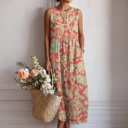 Fließendes Midi-Kleid mit Blumenmuster für Damen