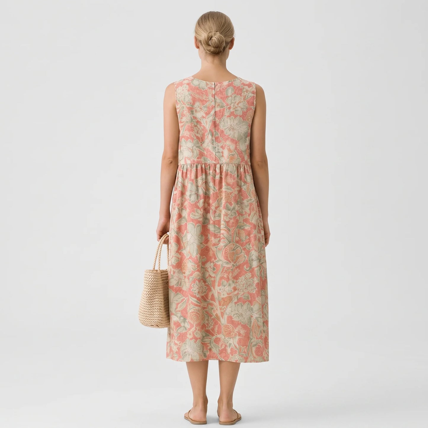 Fließendes Midi-Kleid mit Blumenmuster für Damen