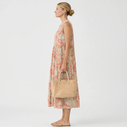 Fließendes Midi-Kleid mit Blumenmuster für Damen