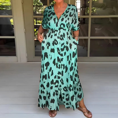 Langes Leopardenmuster-Kleid für Damen