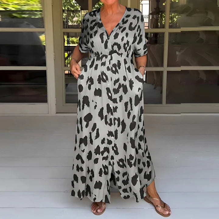 Langes Leopardenmuster-Kleid für Damen
