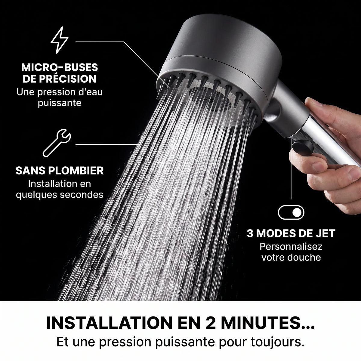 Pommeau de Douche Filtrant Haute Pression avec Massage