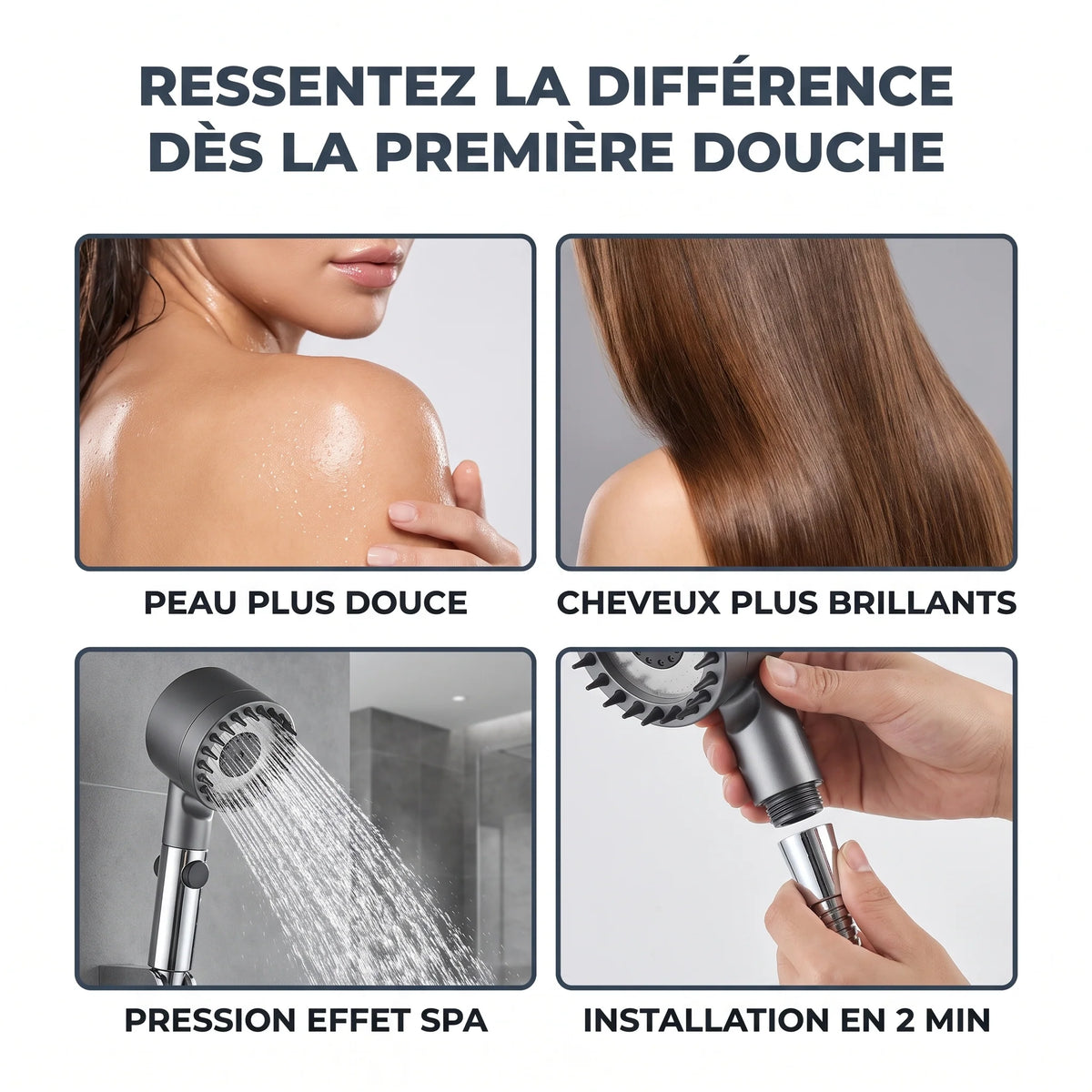 Pommeau de Douche Filtrant Haute Pression avec Massage