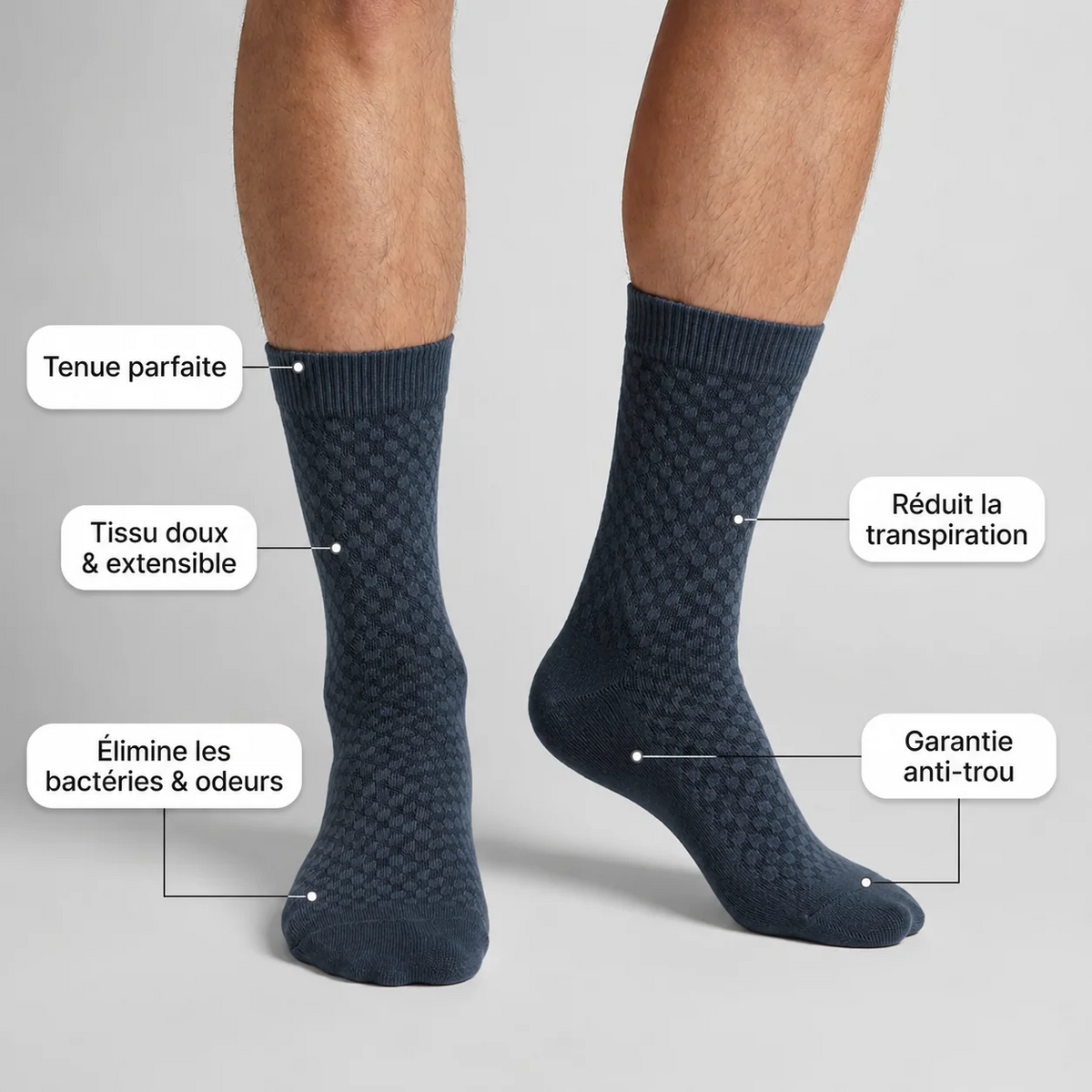 Chaussettes mi-hautes en bambou respirantes et confortables