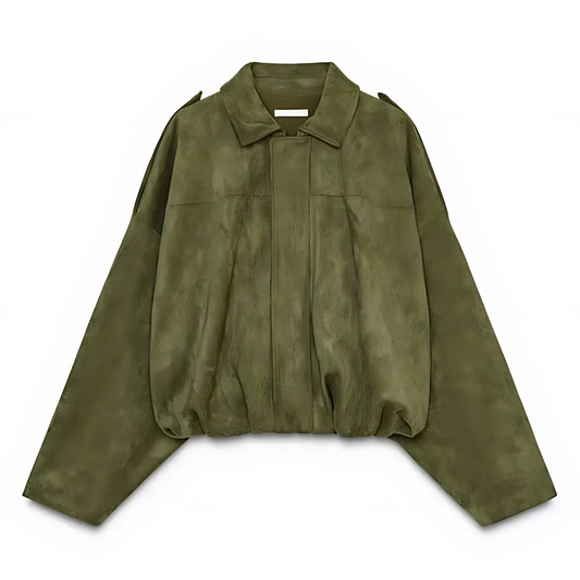 Blouson bomber stylé aspect suédine